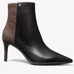 Michael Kors Alina Flex Leather and Logo Ankle Boot Black